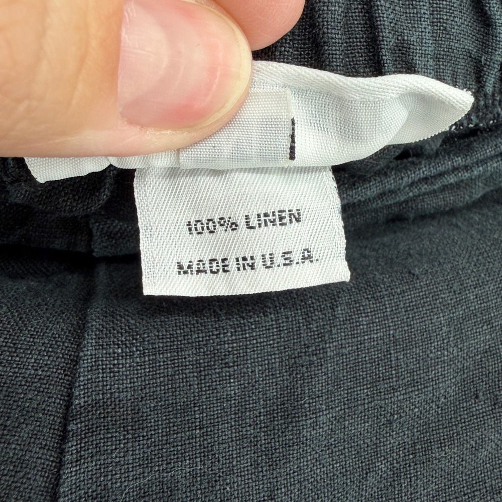 Bryn Walker Black 100% Linen Elastic Waist Cropped Pants Womens Medium USA Made - Picture 6 of 6